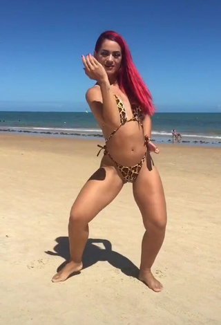 Mayca Delduque Looks Cute in Leopard Bikini at the Beach