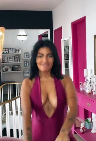 1. Hot MC Lya Shows Cleavage in Violet Overall and Bouncing Boobs