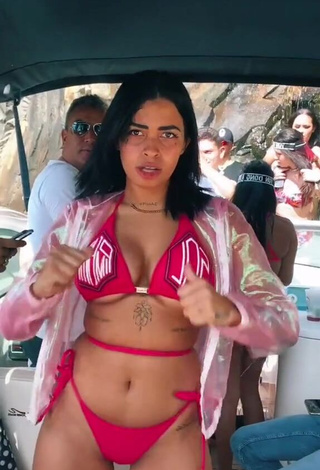 1. Cute MC Lya Shows Cleavage in Red Bikini (Underboob)