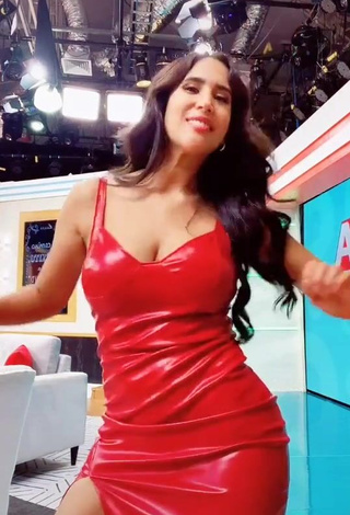 Desirable Melissa Paredes Shows Cleavage in Red Dress