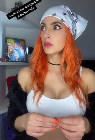 1. Sweetie Mia Coloridas Shows Cleavage in White Crop Top