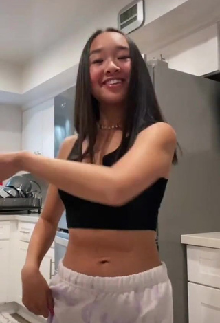 Sexy Nicole Laeno in Black Crop Top