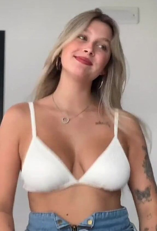 Hot Nina Castanheira Shows Cleavage in White Bikini Top and Bouncing Tits