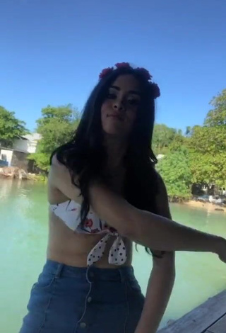 3. Sexy Ónice Flores Shows Cleavage in Floral Bikini Top in the Sea and Bouncing Big Tits