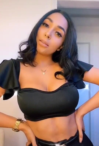 Sweetie Pao Castillo Shows Cleavage in Black Crop Top