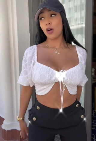 Amazing Pao Castillo Shows Cleavage in Hot White Crop Top and Bouncing Breasts