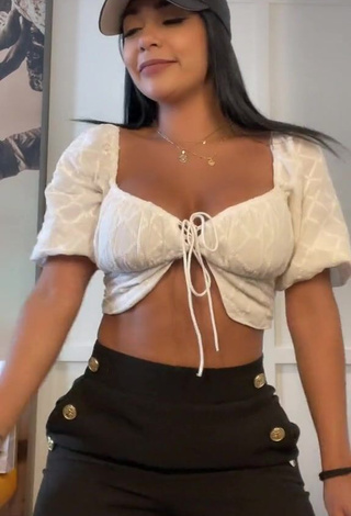 1. Sweet Pao Castillo Shows Cleavage in Cute White Crop Top