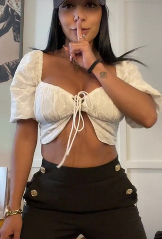 Sweet Pao Castillo Shows Cleavage in Cute White Crop Top