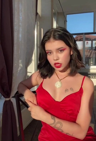 Hot Regina Isaenko in Red Dress