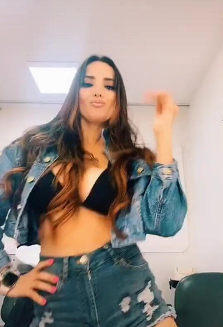 Cute Rosángela Espinoza Shows Cleavage in Black Bikini Top and Bouncing Boobs