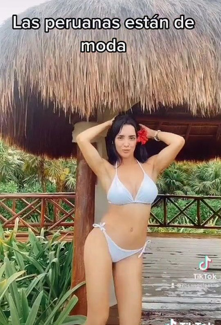 4. Adorable Rosángela Espinoza Shows Cleavage in Seductive White Bikini