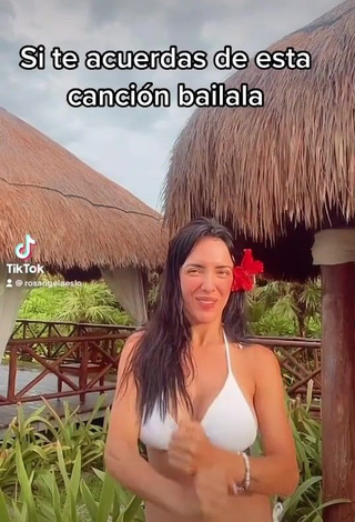 4. Wonderful Rosángela Espinoza Shows Cleavage in White Bikini