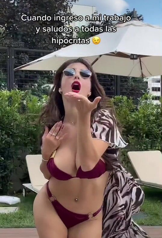 3. Hot Rosángela Espinoza Shows Cleavage in Red Bikini at the Swimming Pool