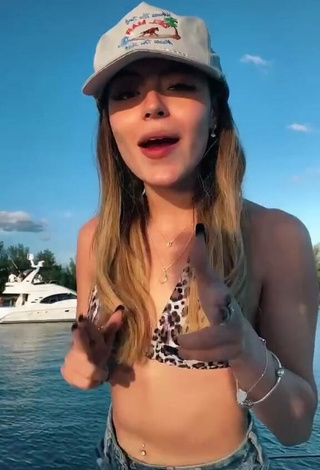 1. Sexy Sabrina Quesada in Leopard Bikini Top on a Boat