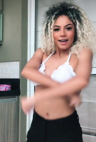 Adorable Sandra Costa in Seductive White Bikini Top and Bouncing Boobs