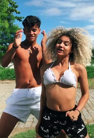 3. Attractive Sandra Costa in White Bikini Top and Bouncing Boobs