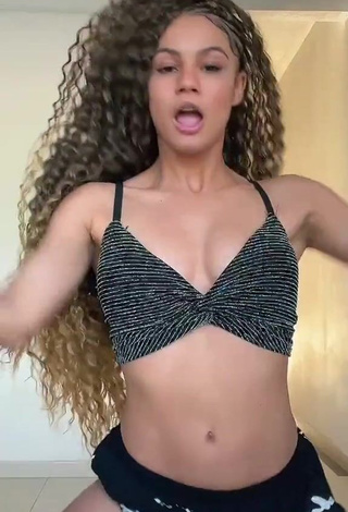 1. Hot Sandra Costa Shows Cleavage in Black Crop Top and Bouncing Boobs