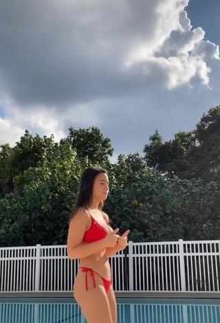 1. Desirable Sofia Gomez Shows Cleavage in Red Bikini at the Pool and Bouncing Big Tits (Underboob)