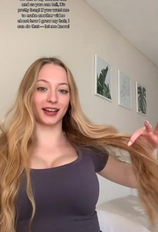 1. Cute Sophia Diamond Shows Cleavage in Grey Top