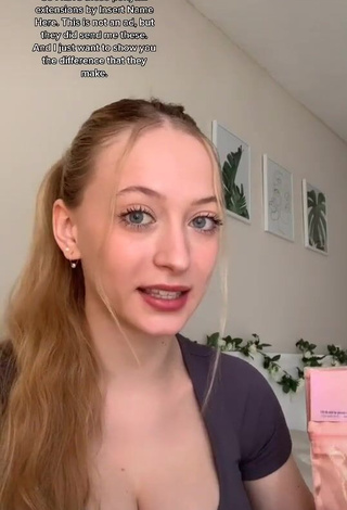 3. Cute Sophia Diamond Shows Cleavage in Grey Top