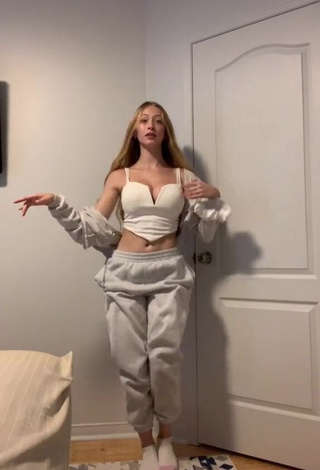 1. Sexy Sophia Diamond Shows Cleavage in White Crop Top