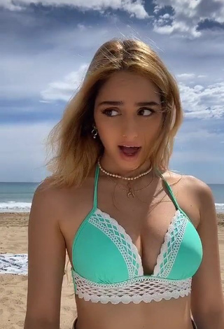 1. Hottest Teressa Dillon Shows Cleavage in Green Bikini Top at the Beach