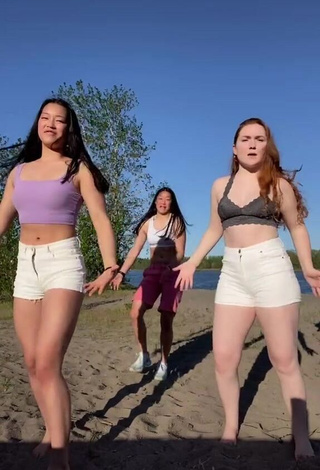 Hot Jie & Mei Walters in Crop Top at the Beach