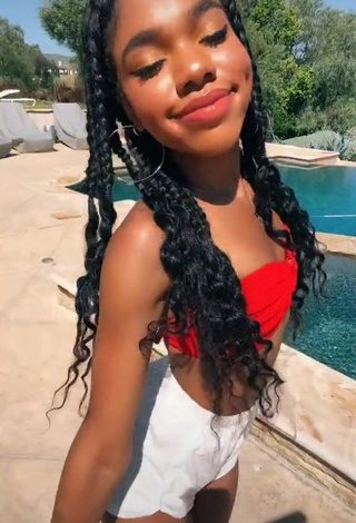 1. Hot Teala Dunn in Red Bikini Top at the Swimming Pool