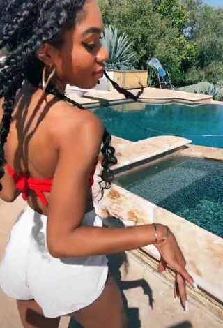 Hot Teala Dunn in Red Bikini Top at the Swimming Pool