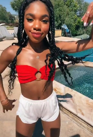 3. Hot Teala Dunn in Red Bikini Top at the Swimming Pool