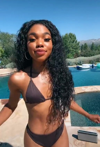 Teala Dunn in Sweet Black Bikini at the Pool