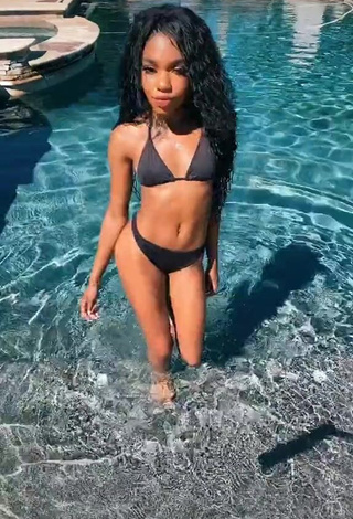 1. Breathtaking Teala Dunn in Black Bikini at the Pool