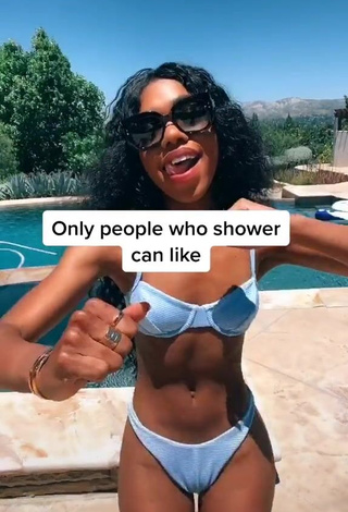 3. Magnetic Teala Dunn in Appealing Blue Bikini at the Swimming Pool