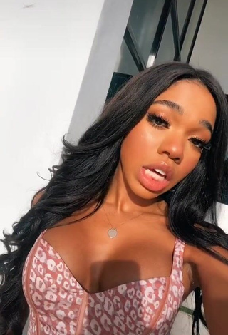 4. Hottie Teala Dunn Shows Cleavage in Leopard Crop Top