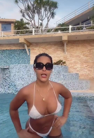 1. Beautiful Yeimmy in Sexy White Bikini at the Swimming Pool