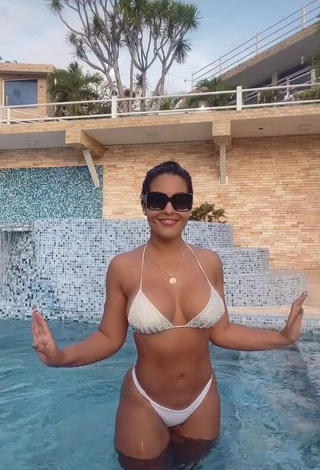 Beautiful Yeimmy in Sexy White Bikini at the Swimming Pool