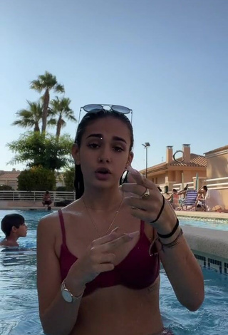 Sexy Andrea Palazon in Red Bikini at the Swimming Pool