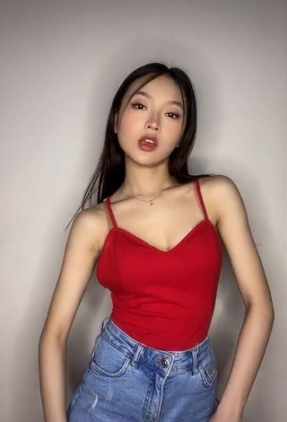 1. Hot Angelic Sakura in Red Top