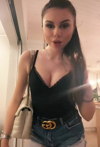 1. Sexy Aurora Celli Shows Cleavage in Black Top