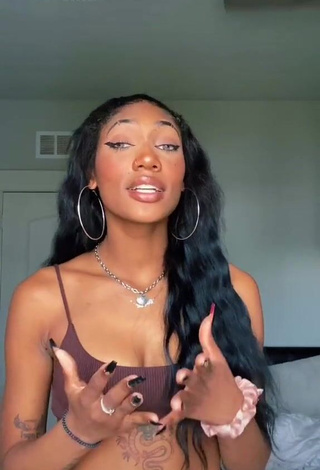 Hot Bria Alana Shows Cleavage in Brown Crop Top and Bouncing Boobs