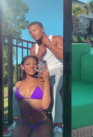 1. Hot Bria Alana Shows Cleavage in Violet Bikini