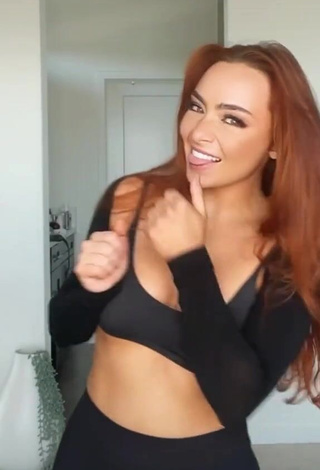 3. Hot Caitlin Christine Shows Cleavage in Black Sport Bra and Bouncing Boobs