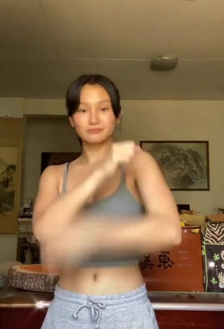 1. Sexy Chienna Filomeno in Grey Crop Top and Bouncing Breasts