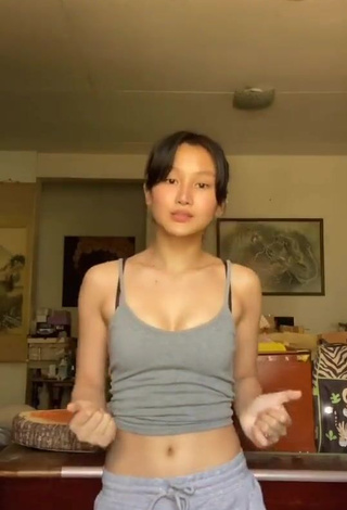 Sexy Chienna Filomeno in Grey Crop Top and Bouncing Breasts