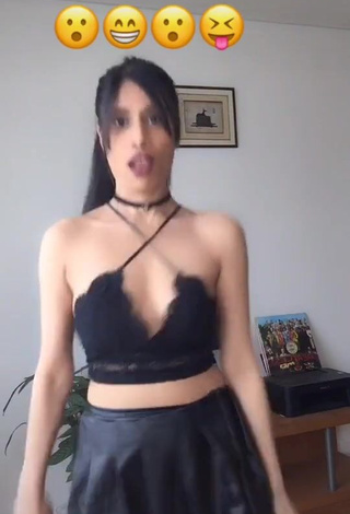 1. Lovely XENA Shows Cleavage in Black Crop Top and Bouncing Boobs