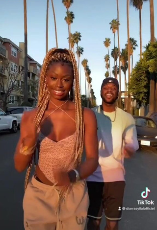 Sexy Diarra Sylla Shows Cleavage in Crop Top in a Street