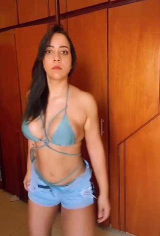 Sexy Dri Santos in Olive Bikini and Bouncing Big Boobs