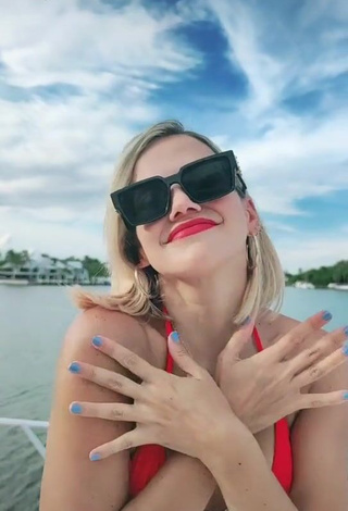 1. Sexy Fanny Lu Shows Cleavage in Red Bikini Top on a Boat