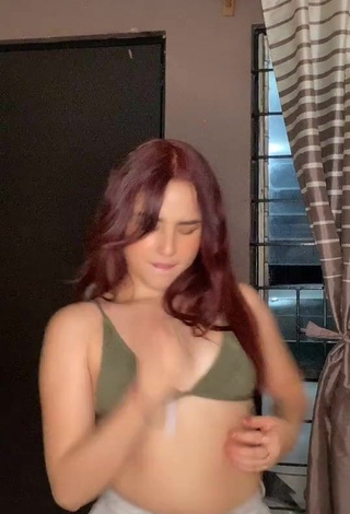 Sexy Fernanda Duran in Olive Bikini Top