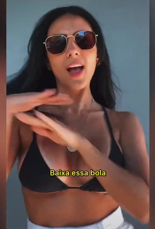 Sexy Isadora Nogueira Shows Cleavage in Black Bikini Top and Bouncing Breasts